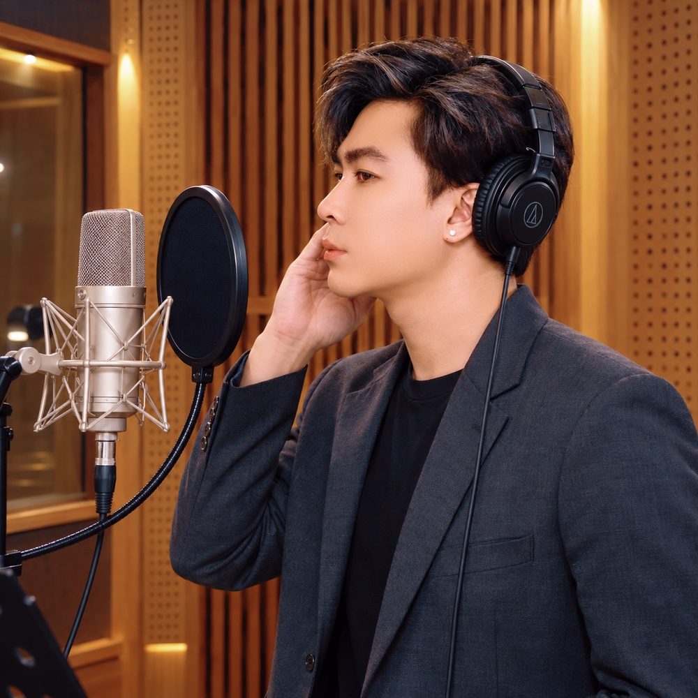 Ca sĩ Hồ Việt Trung thu âm tại phòng thu CM Recording
