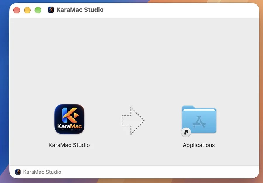 Drag KaraMac Studio into the Applications folder