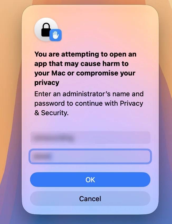 Mac password prompt